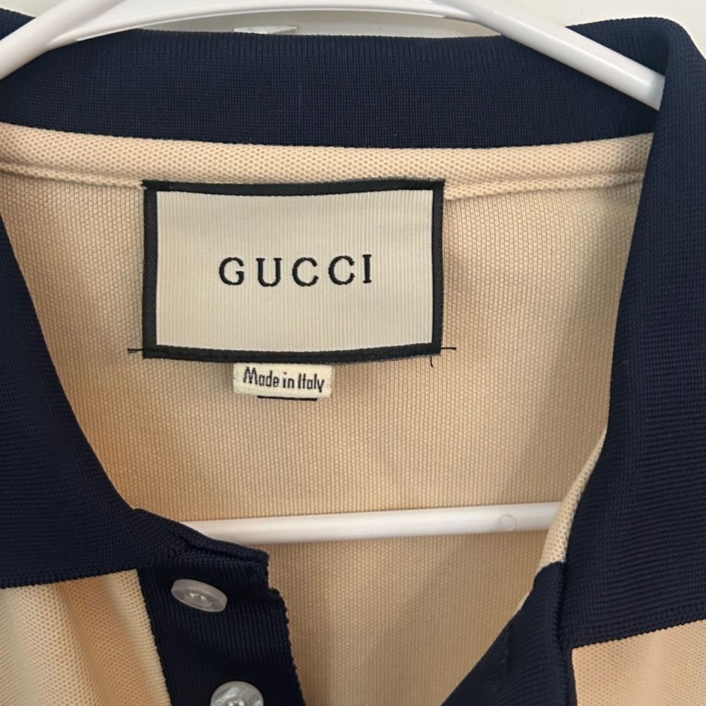 Gucci Beige and Dark Blue Polo Shirt